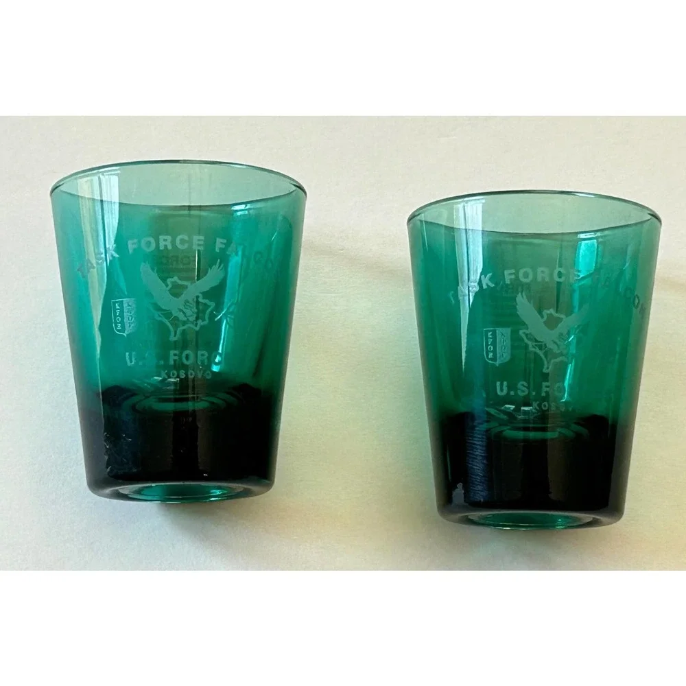 Set Of Two U.S.‎ Forces~Task Force Falcon Shot Glasses